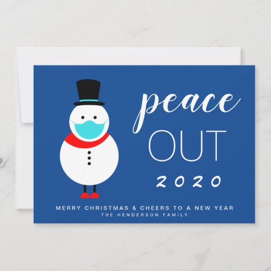 Snowman Mask Peace Out 2020 Grappig kerstfeest Feestdagenkaart (Voorkant)