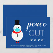 Snowman Mask Peace Out 2020 Grappig kerstfeest Feestdagenkaart (Voorkant / Achterkant)