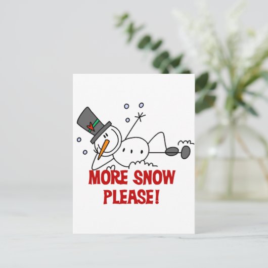 Snowman Meer sneeuw alsjeblieft T-shirts en cadeau Briefkaart (Staand voorkant)