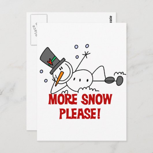 Snowman Meer sneeuw alsjeblieft T-shirts en cadeau Briefkaart (Voorkant / Achterkant)