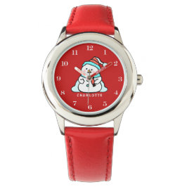 Snowman | Meisjes noemen rode Kinderen Horloge