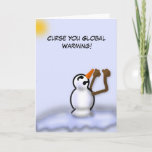 Snowman Melting Card Feestdagen Kaart<br><div class="desc">Een sneeuwman die Global Warming aan het vloeken is terwijl hij smelt.</div>