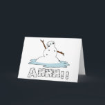 Snowman Melting Feestdagen Kaart<br><div class="desc">Geniet van dit leuke en vermakelijke winterse sneeuwsnuifproduct waar iedereen van kan genieten!</div>