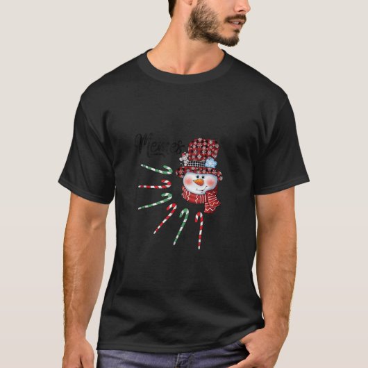 Snowman Memes Candy Cane Red Pset kerstcadeaus T-shirt (Voorkant)