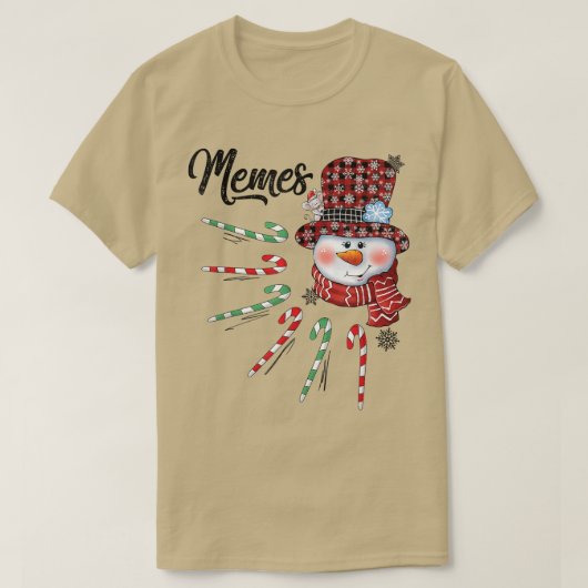 Snowman Memes Candy Cane Red Pset kerstcadeaus T-shirt (Design voorkant)