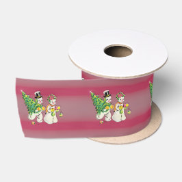 Snowman Mensen roze Kerstmis Satijnen Lint