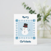 Snowman Merry briefkaart met kerstwinterbegroeting (Staand voorkant)