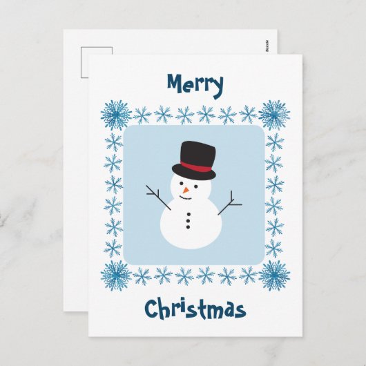 Snowman Merry briefkaart met kerstwinterbegroeting (Voorkant / Achterkant)