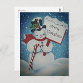 Snowman Merry-Briefkaart uit 1950 Briefkaart (Voorkant / Achterkant)