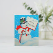 Snowman Merry-Briefkaart uit 1950 Briefkaart (Staand voorkant)