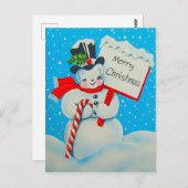 Snowman Merry-Briefkaart uit 1950 Briefkaart (Voorkant / Achterkant)