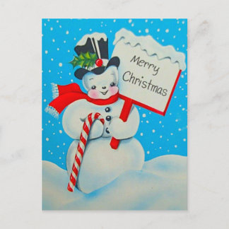Snowman Merry-Briefkaart uit 1950 Briefkaart