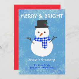Snowman Merry & Bright Seasons Greetings Custom Feestdagenkaart