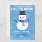 Snowman Merry & Bright Seasons Greetings Custom Ho Feestdagenkaart (Voorkant)
