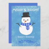 Snowman Merry & Bright Seasons Greetings Custom Ho Feestdagenkaart (Voorkant / Achterkant)