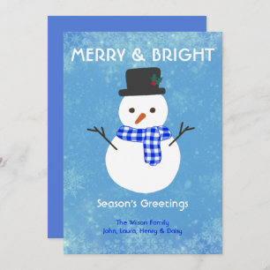 Snowman Merry & Bright Seasons Greetings Custom Ho Feestdagenkaart