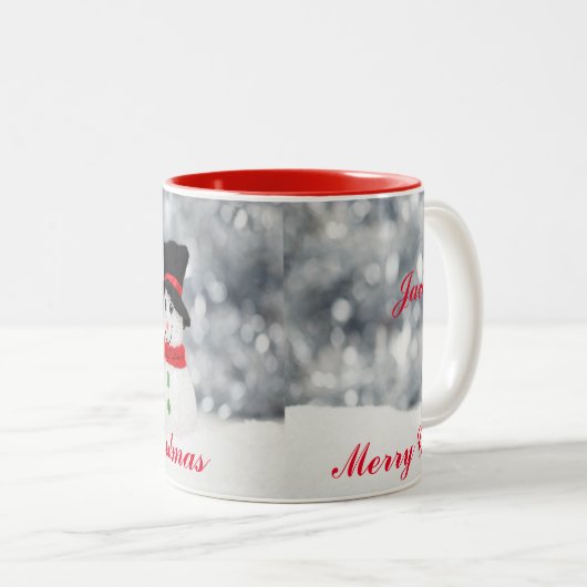 SNOWMAN MERRY CHRISTMAS CUSTOM MOK (Voorkant rechts)