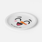 Snowman Merry Christmas Cute Smiling Face Winter Papieren Bordje (Gekanteld)