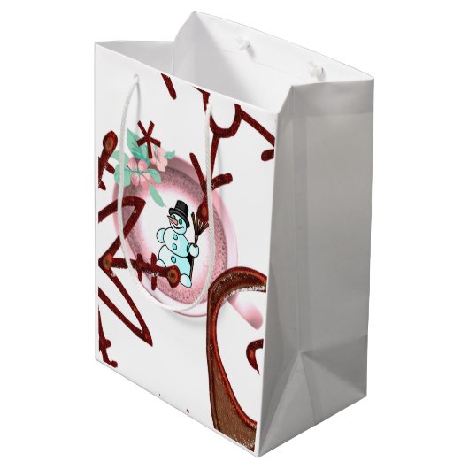 Snowman Merry Christmas Gift Bags Medium Cadeauzakje (Achterkant Gekanteld)