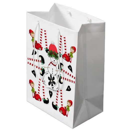 Snowman Merry Christmas Gift Bags Medium Cadeauzakje (Achterkant Gekanteld)