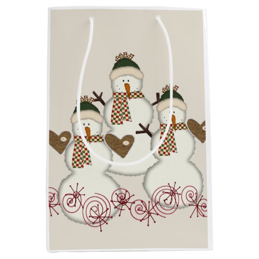 Snowman Merry Christmas Gift Bags Medium Cadeauzakje (Voorkant)