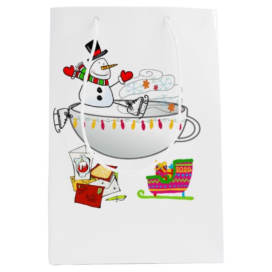 Snowman Merry Christmas Gift Bags Medium Cadeauzakje (Voorkant)