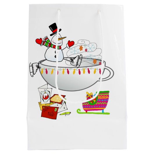 Snowman Merry Christmas Gift Bags Medium Cadeauzakje (Achterkant)