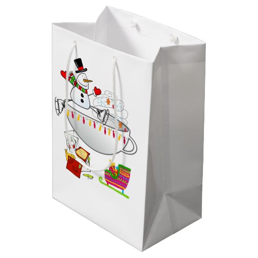 Snowman Merry Christmas Gift Bags Medium Cadeauzakje (Achterkant Gekanteld)