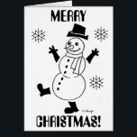 Snowman "MERRY CHRISTMAS" & Happy New Year-kaart<br><div class="desc">De kaart luidt: "MERRY CHRISTMAS!" Binnenkant: "En een gelukkig nieuwjaar!" Een wintery, schattige sneeuwman om je winter op te helderen! Geïnspireerd door de oorspronkelijke FFrosty, -look, retro-achtige Snowguy uit de jaren '50 is het meest recente ontwerp om in de winter te bellen en te juichen op de sneeuw! Handgetekend met...</div>