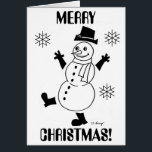Snowman "MERRY CHRISTMAS" & Happy New Year-kaart<br><div class="desc">De kaart luidt: "MERRY CHRISTMAS!" Binnenkant: "En een gelukkig nieuwjaar!" Een wintery, schattige sneeuwman om je winter op te helderen! Geïnspireerd door de oorspronkelijke FFrosty, -look, retro-achtige Snowguy uit de jaren '50 is het meest recente ontwerp om in de winter te bellen en te juichen op de sneeuw! Handgetekend met...</div>