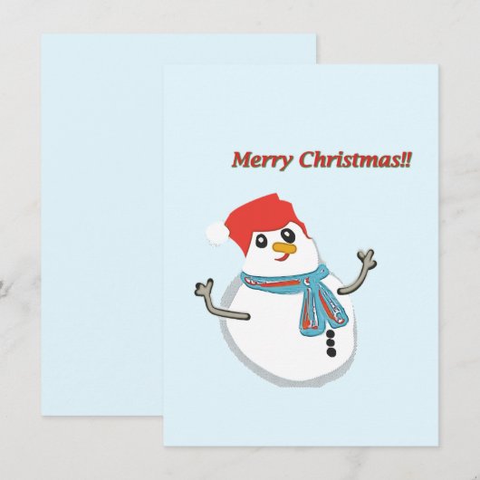 Snowman. Merry christmas!! Kaart (Voorkant / Achterkant)