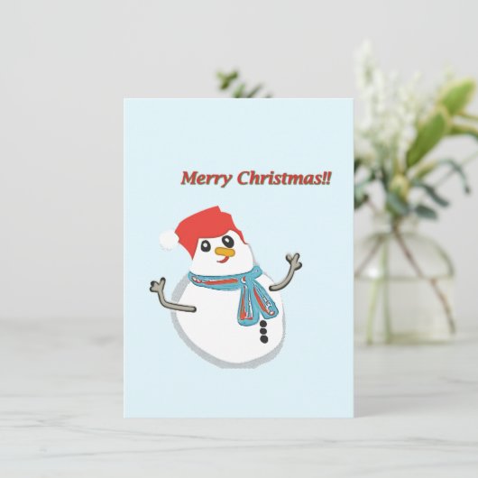 Snowman. Merry christmas!! Kaart (Staand voorkant)