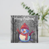 Snowman, Merry Christmas pixelart, Pixel Art Kaart (Staand voorkant)