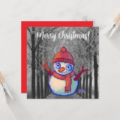 Snowman, Merry Christmas pixelart, Pixel Art Kaart (Voorkant / Achterkant in situ)