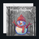 Snowman, Merry Christmas pixelart, Pixel Art Kaart<br><div class="desc">Merry Christmas and a happy new Year. Snowman pixelart. ZuujeArt 
Fijne kerstdagen. Sneeuwpop</div>