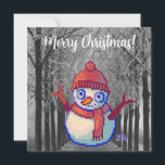 Snowman, Merry Christmas pixelart, Pixel Art Kaart<br><div class="desc">Merry Christmas and a happy new Year. Snowman pixelart. ZuujeArt 
Fijne kerstdagen. Sneeuwpop</div>