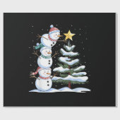 Snowman Merry Christmas Santa Claus Tree Snow Fami Cadeaupapier (Vlak)