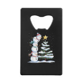 Snowman Merry Christmas Santa Claus Tree Snow Fami Creditkaart Flessenopener (Achterkant)