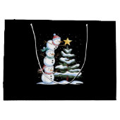 Snowman Merry Christmas Santa Claus Tree Snow Fami Groot Cadeauzakje (Achterkant)