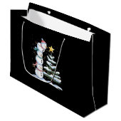 Snowman Merry Christmas Santa Claus Tree Snow Fami Groot Cadeauzakje (Voorkant Gekanteld)