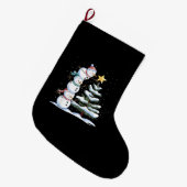 Snowman Merry Christmas Santa Claus Tree Snow Fami Grote Kerstsok (Voorkant (Hangend))