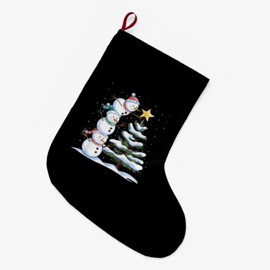 Snowman Merry Christmas Santa Claus Tree Snow Fami Grote Kerstsok (Voorkant (Hangend))