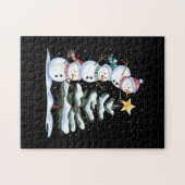 Snowman Merry Christmas Santa Claus Tree Snow Fami Legpuzzel (Horizontaal)