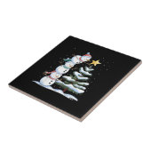 Snowman Merry Christmas Santa Claus Tree Snow Fami Tegeltje (Zijkant)