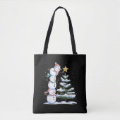 Snowman Merry Christmas Santa Claus Tree Snow Fami Tote Bag (Voorkant)