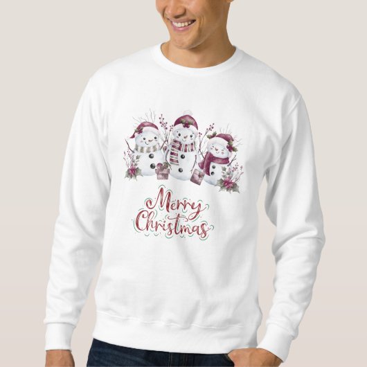 Snowman Merry Christmas Typography Sweatshirt (Voorkant)