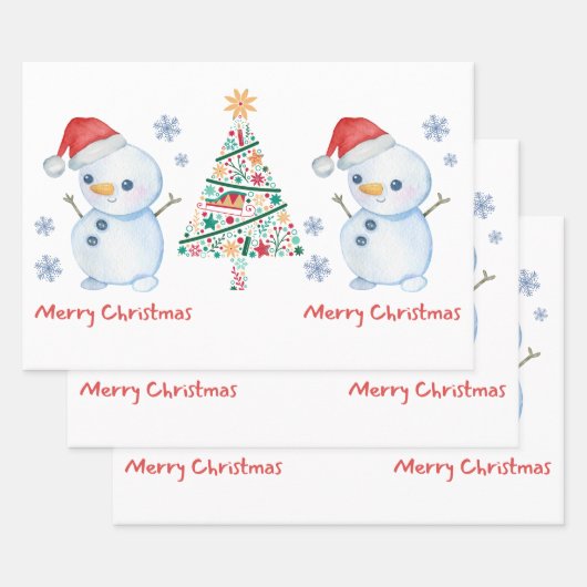 Snowman Merry Christmas Wrapping Paper (Set)