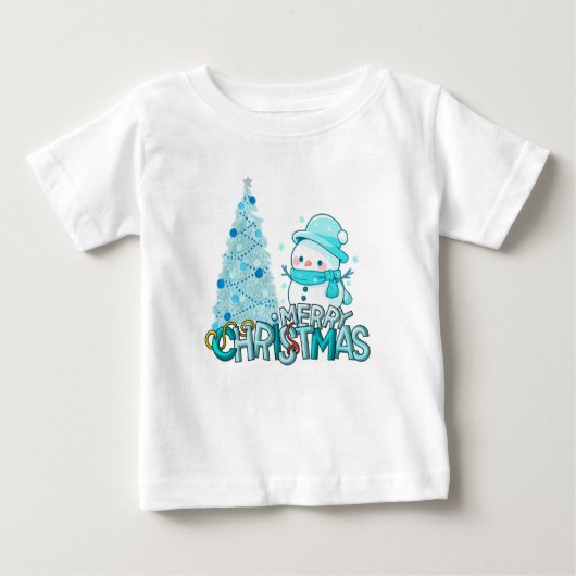 Snowman Merry Christmas Xmas Tree Snow T-Shirt (Voorkant)
