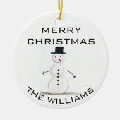 Snowman Merry kerstfeestelijke winterrust Keramisch Ornament (Voorkant)