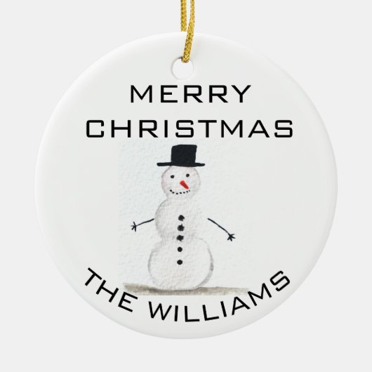 Snowman Merry kerstfeestelijke winterrust Keramisch Ornament (Voorkant)